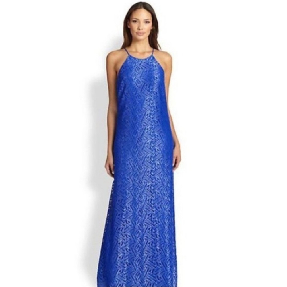 LILLY PULITZER Angel Lace Blue Maxi Dress Wedding Formal Wear Sz XS
